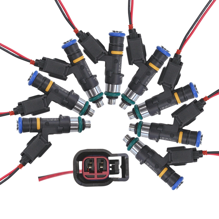 8x High Impedance Fuel Injectors 52lb 550cc EV14 Standard body USCAR plug 48.5mm