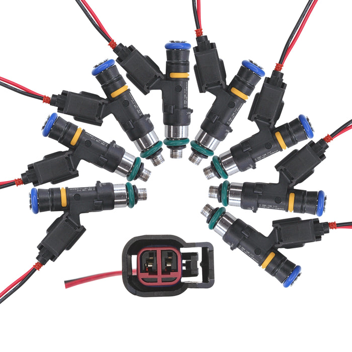 8x High Impedance Fuel Injectors 62lb 650cc EV14 Standard body USCAR plug 48.5mm