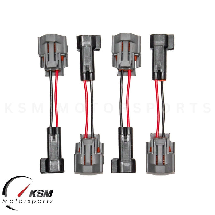 4 x EV6/EV14 to DENSO CONVERSION JUMPER HARNESS ADAPTER CONNECTOR FUEL INJECTORS