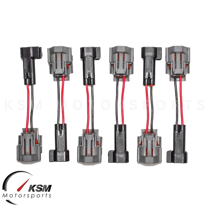 6 x EV6/EV14 to DENSO CONVERSION JUMPER HARNESS ADAPTER CONNECTOR FUEL INJECTORS