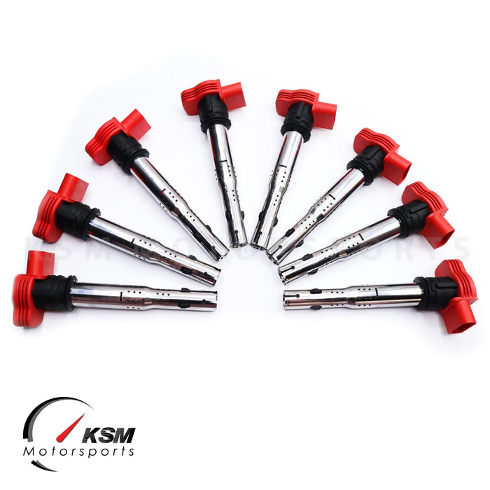 Lot de 8 bobines d'allumage rouges performantes pour Audi R8 A8 Q7 S5 VW Touareg 4.2L V8