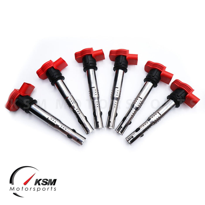 Set 6 performance Red Ignition coils for Audi A4 A6 Q7 Q5 S5 VW Touareg PORSCHE