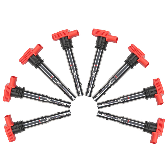 Lot de 8 bobines d'allumage rouges performantes pour Audi R8 A8 Q7 S5 VW Touareg 4.2L V8
