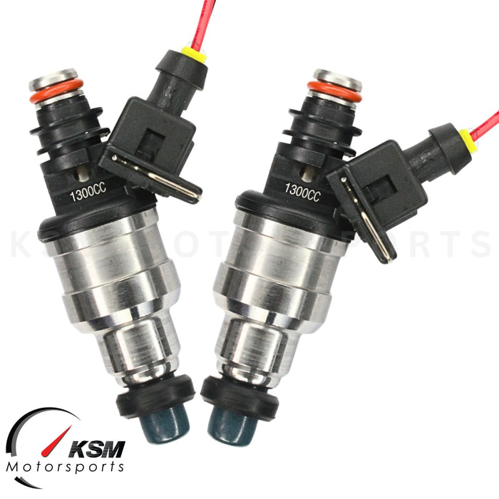 2 x 1300cc 124lb Fuel Injectors Fit Mazda Turbo RX7 RX8 FC3S 13B 20B REW GT R3 2