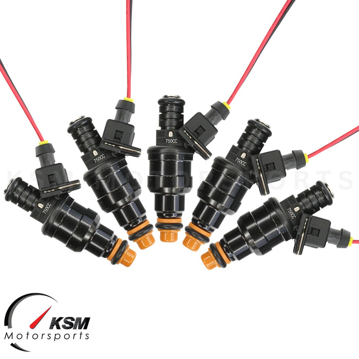 5x 750cc 70lb Fuel Injectors for Volvo S40 V50 S60 XC90 C70 Turbo Fit Bosch EV1