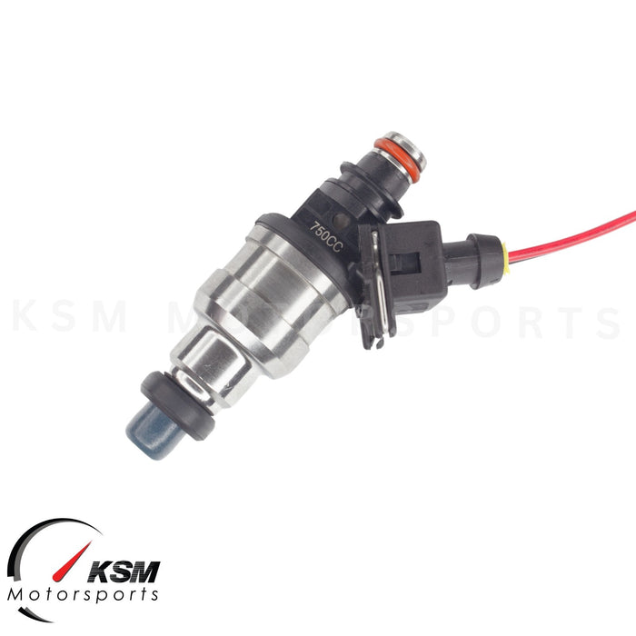 4x 750cc Fuel Injectors For EVO 4-9 RX-7 FC3S 13B 20B 4AGE 4G63T EV1 e85