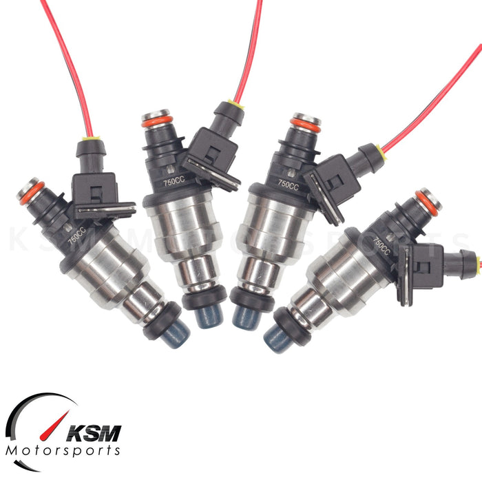 Satz mit 4 750-cc-Einspritzdüsen für EVO 7 8 9 RX-7 FC3S 13B 20B 4AGE 4G63T