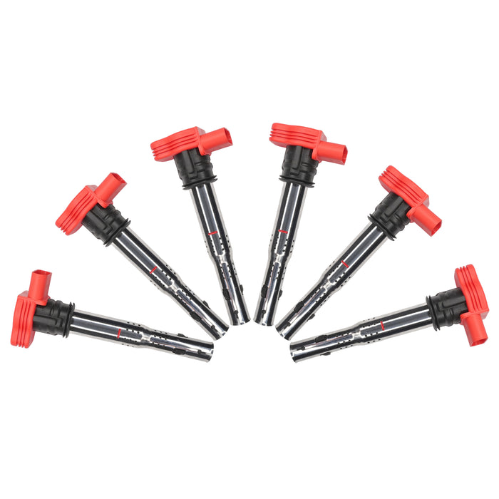 Set 6 performance Red Ignition coils for Audi A4 A6 Q7 Q5 S5 VW Touareg PORSCHE