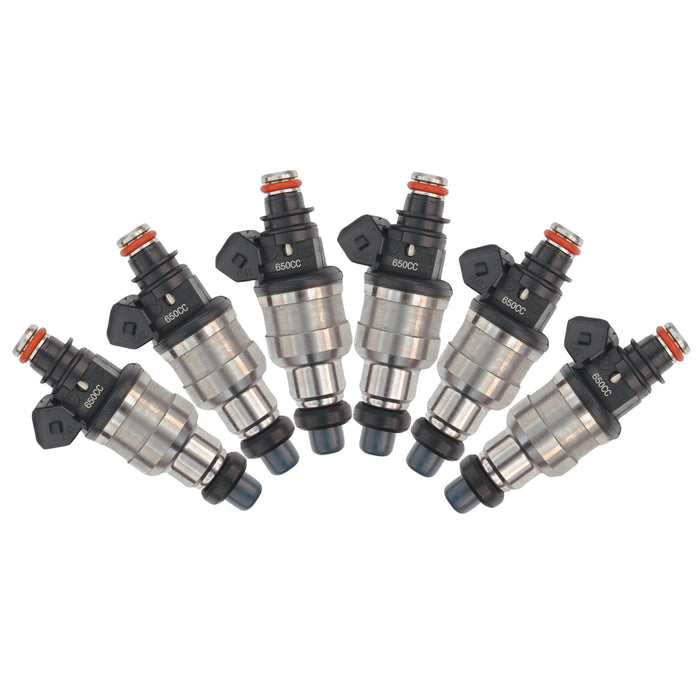 6 x 650cc Fuel Injectors for Nissan RB20 RB24 RB25 RB26 RB30 R31 R32 2.0 3.0 E85