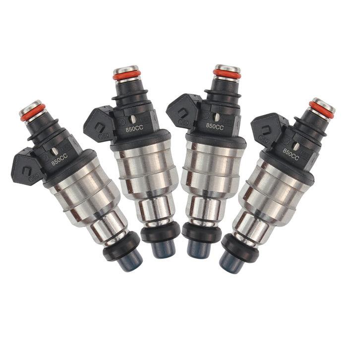 4 x 850cc Fuel Injectors for EVO 7 8 9 RX-7 FC3S 13B 20B 4AGE 4G63T ev1 plug e85
