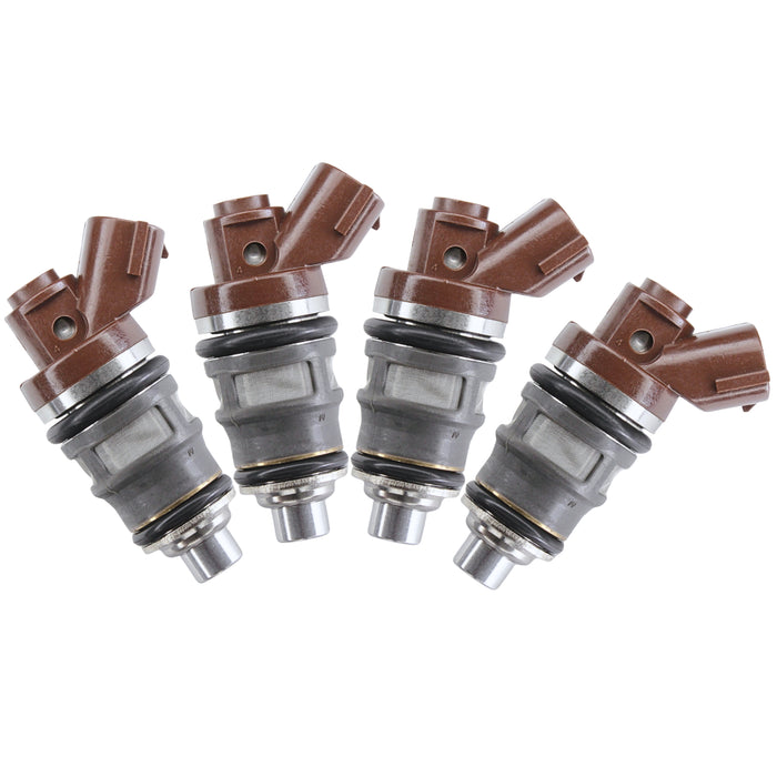 4 fit DENSO 650cc FUEL INJECTORS FOR TOYOTA SW20 3S-GTE EJ20 BG5 BD5 SIDE FEED