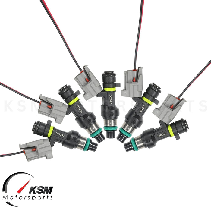 5 750cc Einspritzdüsen mit hohem OHMS für 2009–2010 Ford Focus MK2 RS ST225, passend für DENSO