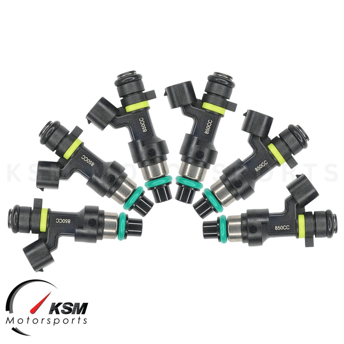 6 x 850cc Turbo Fuel Injectors for Honda Acura V6 3.0 3.2 3.5 81lb Fit Denso