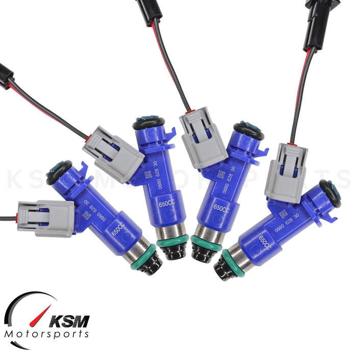 4 x 650cc fuel Injectors with Plug & Play OBD2 adapters for Honda Acura RDX